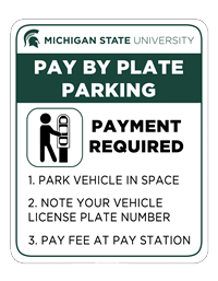 Pay by plate sign example